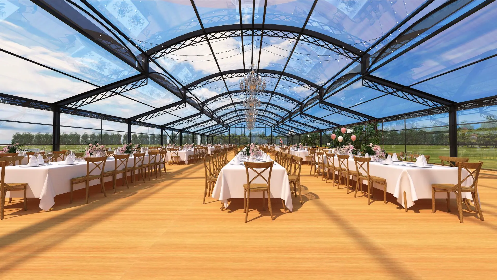 Wedding Atrium Tent Clear Span Aluminum Event Structure with Transparent Roof